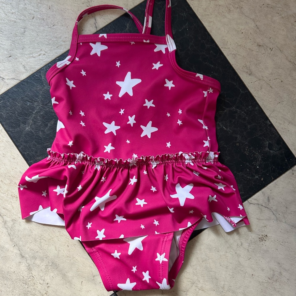 Moon & Back by Hannah Anderson 12 - 18 month pink with stars swimsuit